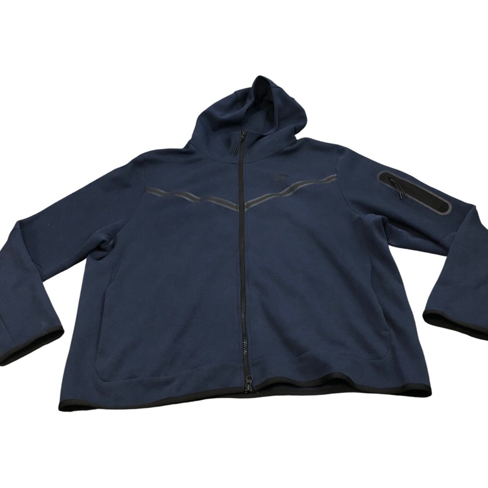 Nike Tech Fleece Full Zip Hoodie Mens XXL Blue CU4489-410 V-Chevron Pocket